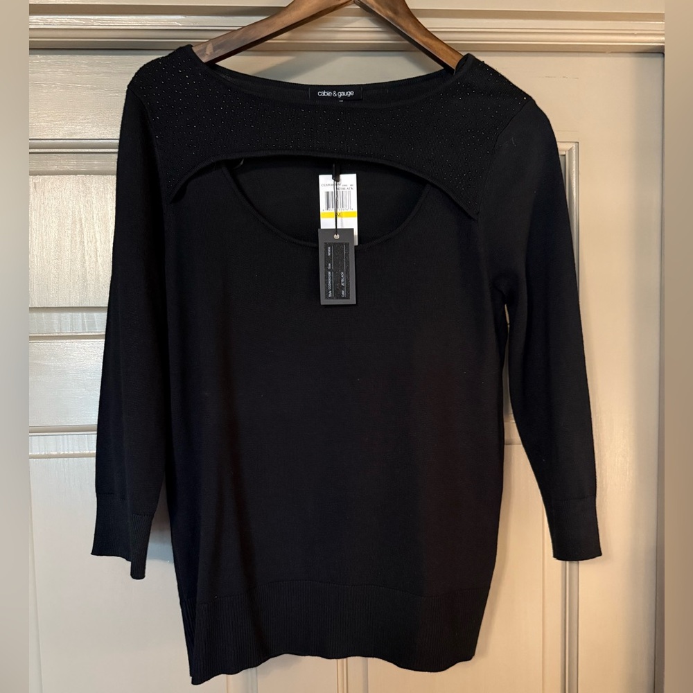Cable & Gauge Black Crew Neck Sweater